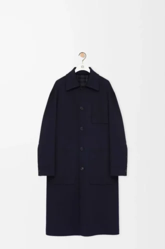 Mantel aus Wolle und Kaschmir Navy/Grau