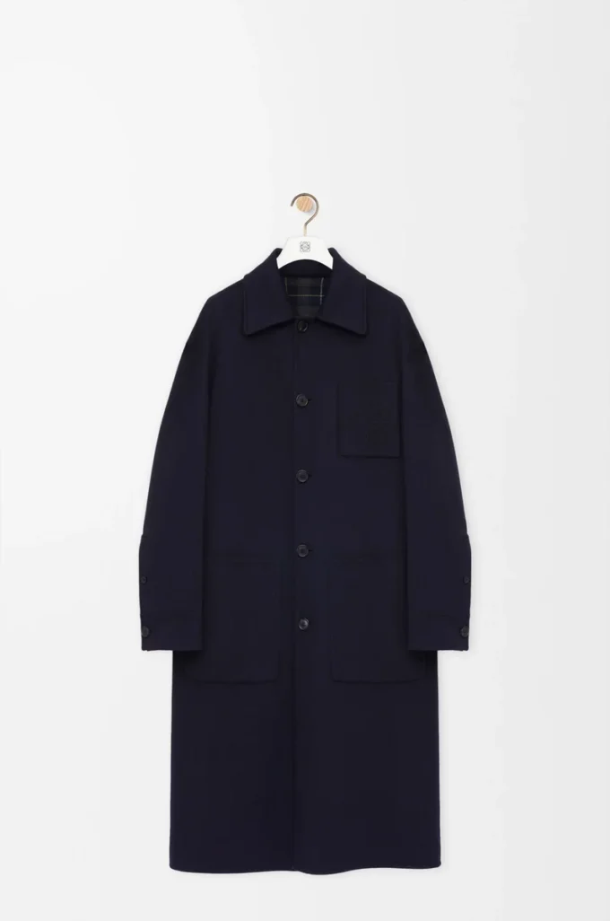 Mantel aus Wolle und Kaschmir Navy/Grau