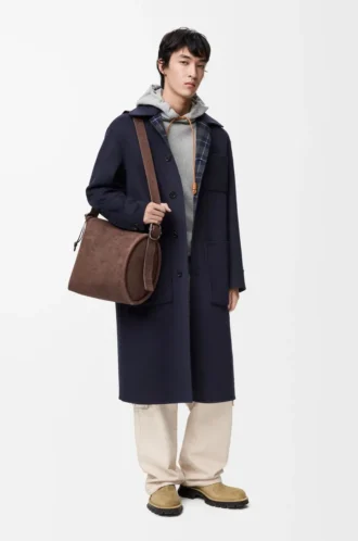 Mantel aus Wolle und Kaschmir Navy/Grau