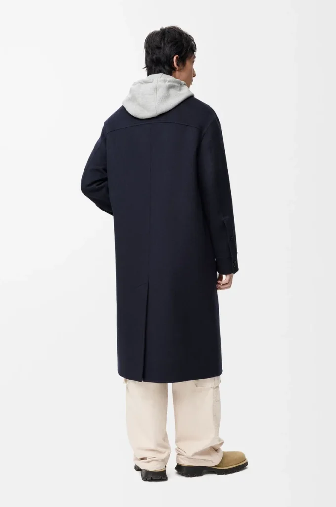 Mantel aus Wolle und Kaschmir Navy/Grau