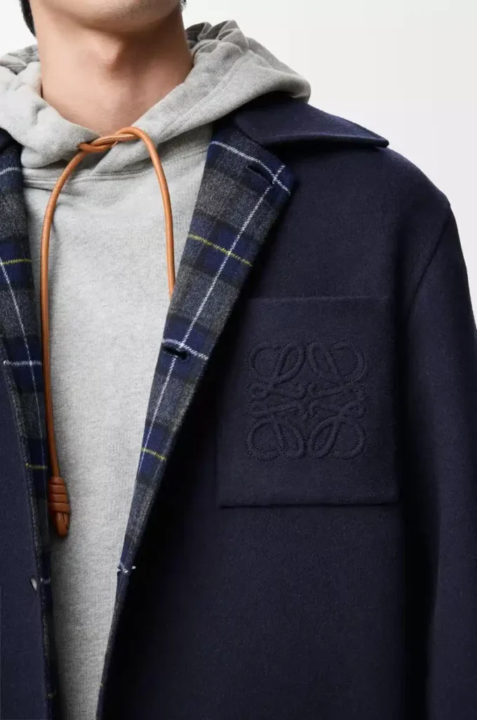 Mantel aus Wolle und Kaschmir Navy/Grau
