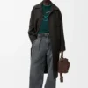 Mantel aus Wolle und Seide Khaki-Braun/Blau