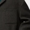 Mantel aus Wolle und Seide Khaki-Braun/Blau