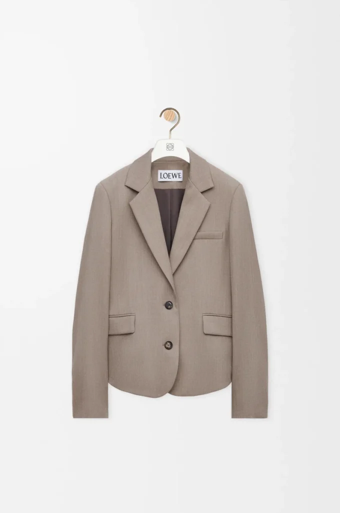Maßgeschneiderte Jacke aus Wolle in Beige Melange