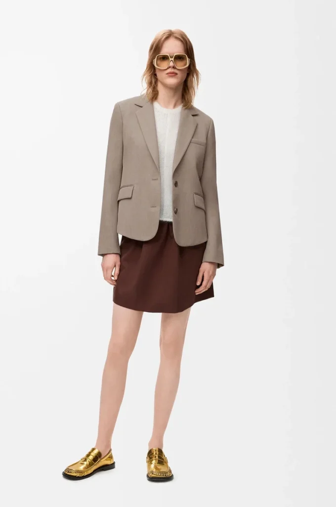 Maßgeschneiderte Jacke aus Wolle in Beige Melange