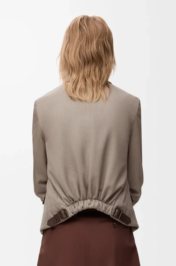 Maßgeschneiderte Jacke aus Wolle in Beige Melange