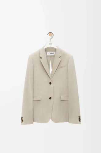 Maßgeschneiderte Jacke aus Wolle in Hellbeige Melange