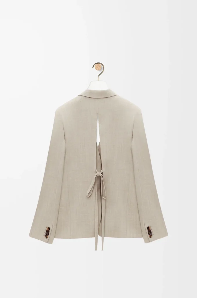 Maßgeschneiderte Jacke aus Wolle in Hellbeige Melange