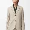 Maßgeschneiderte Jacke aus Wolle in Hellbeige Melange