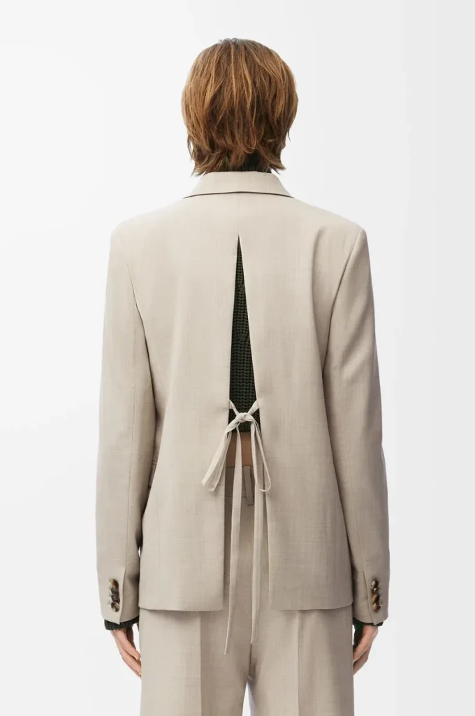 Maßgeschneiderte Jacke aus Wolle in Hellbeige Melange