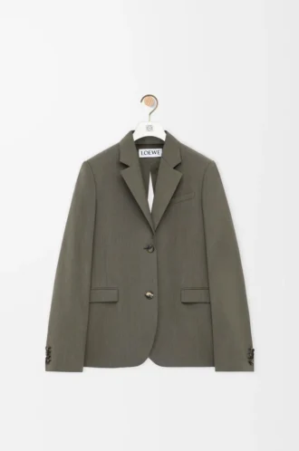 Maßgeschneiderte Jacke aus Wolle in Khaki-Grün