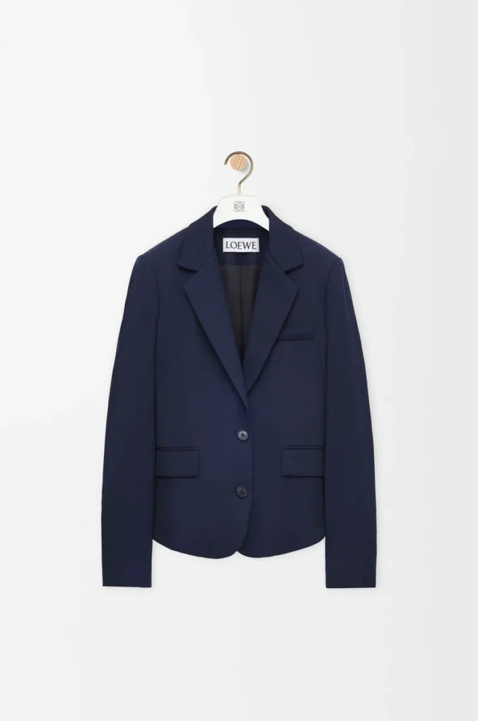 Maßgeschneiderte Jacke aus Wolle in Marineblau