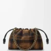 Medium Flamenco Handtasche aus Tartan-Wildleder Tan/Schwarz