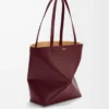 Medium Puzzle Fold Tote aus glänzendem Kalbsleder in Dark Burgundy