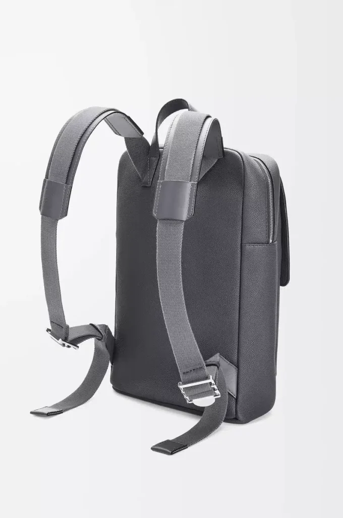 Military-Rucksack aus weichem genarbtem Kalbsleder Anthrazit