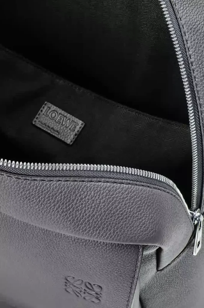 Military-Rucksack aus weichem genarbtem Kalbsleder Anthrazit