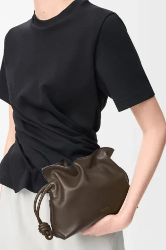 Mini-Clutch „Flamenco” aus Nappakalbsleder in Chocolate