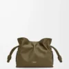 Mini-Clutch „Flamenco” aus Nappakalbsleder in Dark Khaki