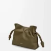 Mini-Clutch „Flamenco” aus Nappakalbsleder in Dark Khaki