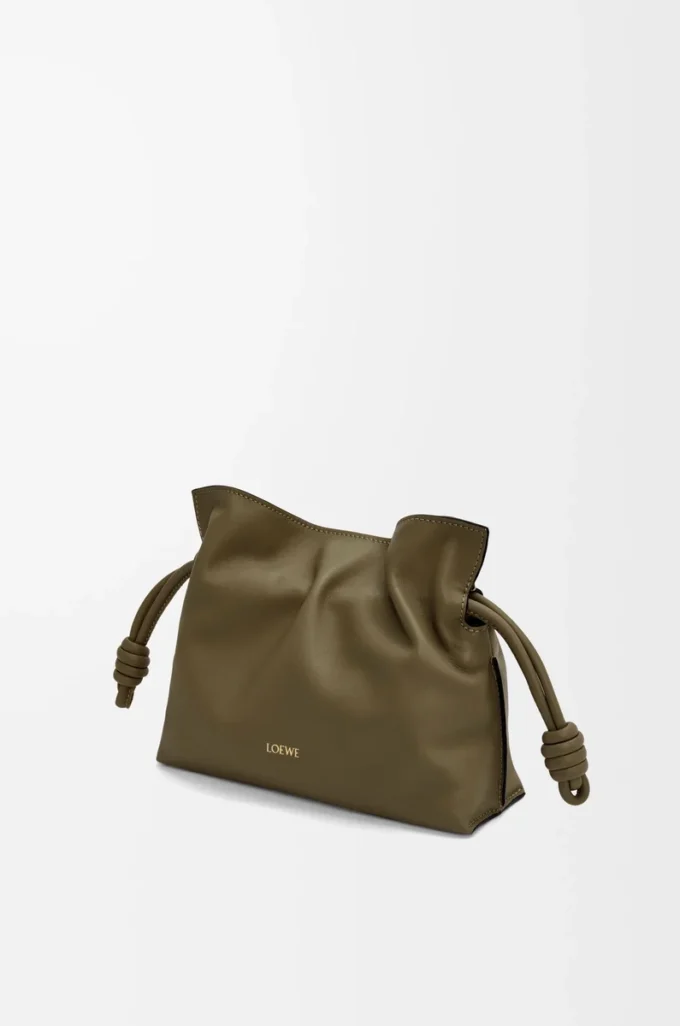 Mini-Clutch „Flamenco” aus Nappakalbsleder in Dark Khaki
