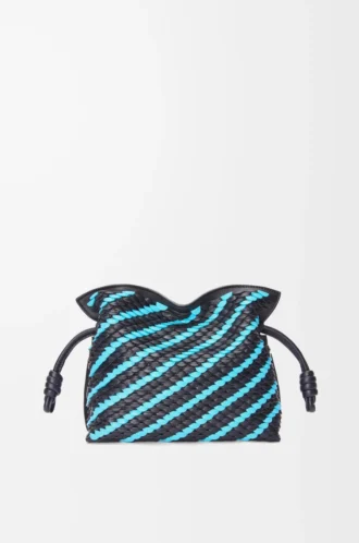 Mini-Clutch Flamenco aus Nappalammleder in Dunkelblau/Himmelblau