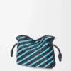 Mini-Clutch Flamenco aus Nappalammleder in Dunkelblau/Himmelblau