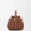 Mini Diamond Round Basket Tasche aus Kalbsleder in Dunkelbraun