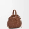 Mini Diamond Round Basket Tasche aus Kalbsleder in Dunkelbraun
