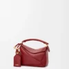 Mini Featherlight Puzzle Tasche aus Nappalammleder in Burnt Red