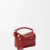 Mini Featherlight Puzzle Tasche aus Nappalammleder in Burnt Red