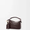 Mini Featherlight Puzzle Tasche aus Nappalammleder in Dark Chestnut