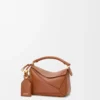 Mini Featherlight Puzzle Tasche aus Nappalammleder in Pecan