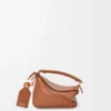 Mini Featherlight Puzzle Tasche aus Nappalammleder in Pecan