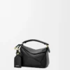 Mini Featherlight Puzzle Tasche aus Nappalammleder in Schwarz