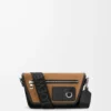 Mini Flex Messenger aus Canvas und Wildleder Schwarz/Dunkelgold
