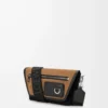 Mini Flex Messenger aus Canvas und Wildleder Schwarz/Dunkelgold