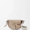 Mini Gate Dual Tasche aus weichem Kalbsleder und Jacquard Sand