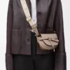 Mini Gate Dual Tasche aus weichem Kalbsleder und Jacquard Sand