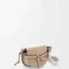 Mini Gate Dual Tasche aus weichem Kalbsleder und Jacquard Sand