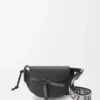 Mini Gate Dual Tasche aus weichem Kalbsleder und Jacquard Schwarz