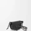 Mini Gate Dual Tasche aus weichem Kalbsleder und Jacquard Schwarz