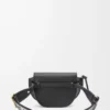 Mini Gate Dual Tasche aus weichem Kalbsleder und Jacquard Schwarz