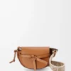 Mini Gate Dual Tasche aus weichem Kalbsleder und Jacquard Tan