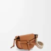 Mini Gate Dual Tasche aus weichem Kalbsleder und Jacquard Tan