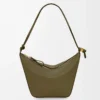 Mini Hammock Hobo aus klassischem Kalbsleder in Dark Khaki