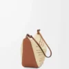 Mini Hammock Hobo aus Raffia und Kalbsleder Hellbraun/Natur