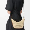 Mini Hammock Hobo aus Raffia und Kalbsleder Hellbraun/Natur