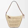 Mini Hammock Hobo aus Raffia und Kalbsleder Hellbraun/Natur