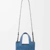 Mini LOEWE Font Tote aus Raffia Hellblau
