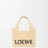 Mini LOEWE Font Tote aus Raffia in Natur